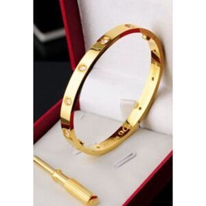 18k - 10 Zircon LUXURY Screw Design Bracelet, Bangle, Cuff, Unisex Style SC2